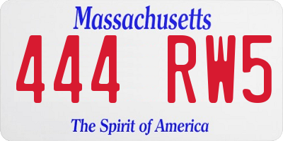 MA license plate 444RW5