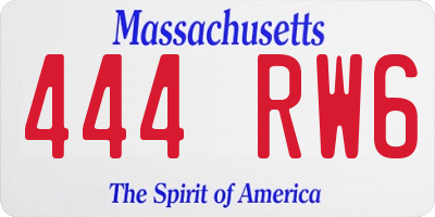 MA license plate 444RW6