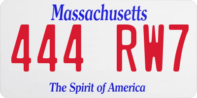 MA license plate 444RW7