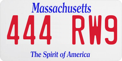 MA license plate 444RW9
