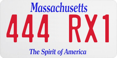 MA license plate 444RX1