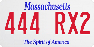 MA license plate 444RX2
