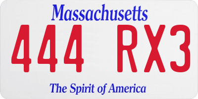 MA license plate 444RX3