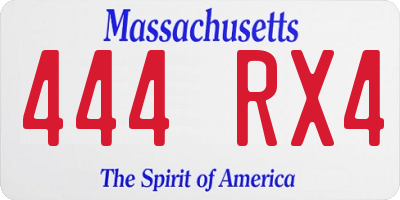 MA license plate 444RX4