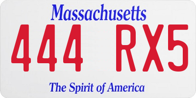MA license plate 444RX5