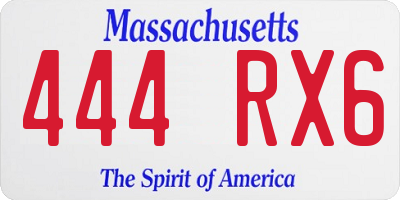 MA license plate 444RX6