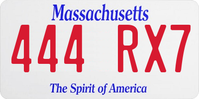 MA license plate 444RX7