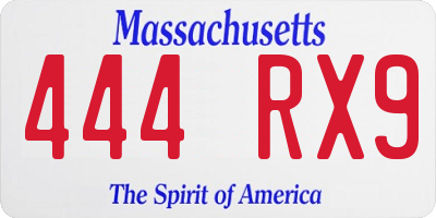 MA license plate 444RX9