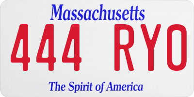 MA license plate 444RY0