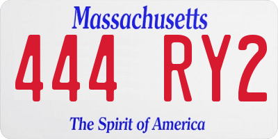 MA license plate 444RY2