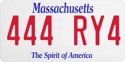 MA license plate 444RY4