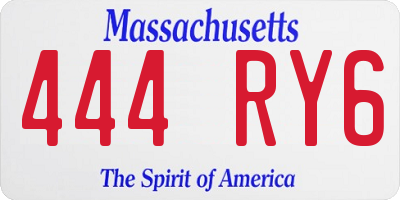 MA license plate 444RY6
