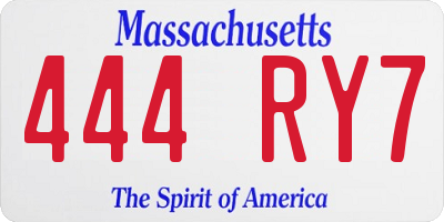 MA license plate 444RY7