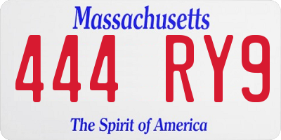 MA license plate 444RY9