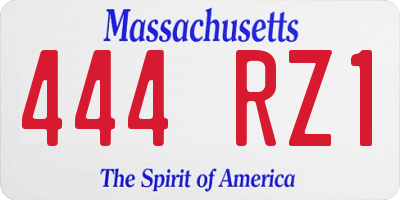 MA license plate 444RZ1