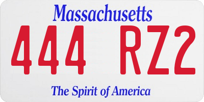 MA license plate 444RZ2