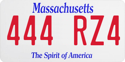 MA license plate 444RZ4