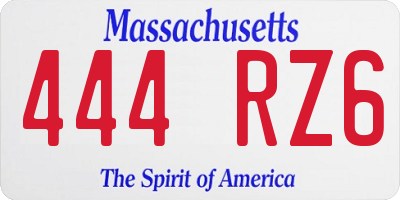 MA license plate 444RZ6