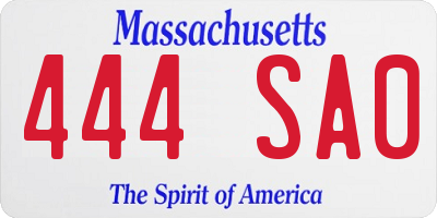 MA license plate 444SA0