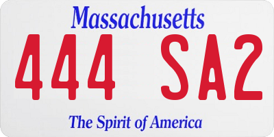 MA license plate 444SA2