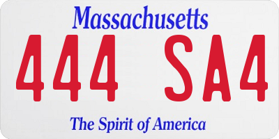 MA license plate 444SA4