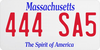 MA license plate 444SA5