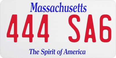 MA license plate 444SA6
