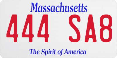 MA license plate 444SA8