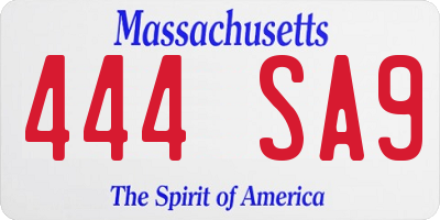 MA license plate 444SA9