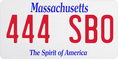 MA license plate 444SB0