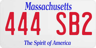 MA license plate 444SB2