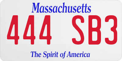 MA license plate 444SB3