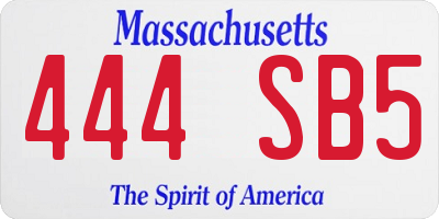 MA license plate 444SB5