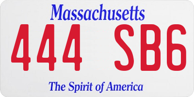 MA license plate 444SB6