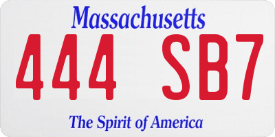 MA license plate 444SB7