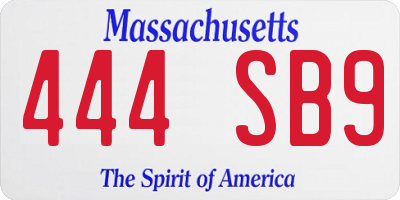 MA license plate 444SB9