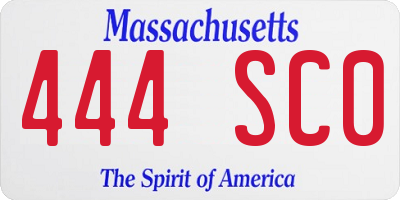 MA license plate 444SC0