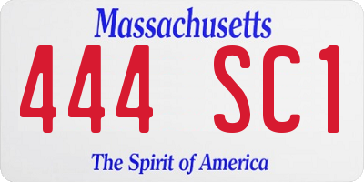MA license plate 444SC1
