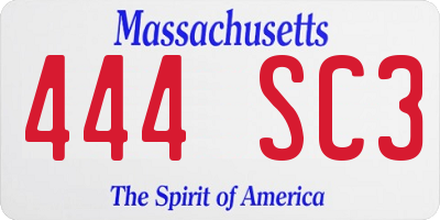 MA license plate 444SC3