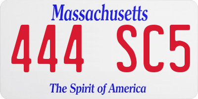 MA license plate 444SC5