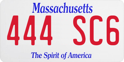 MA license plate 444SC6