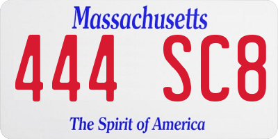 MA license plate 444SC8