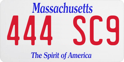 MA license plate 444SC9
