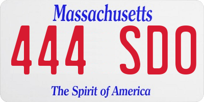 MA license plate 444SD0