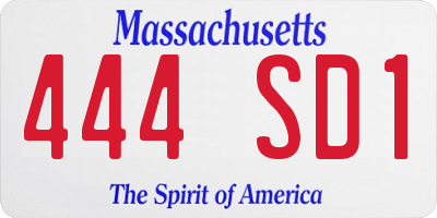 MA license plate 444SD1