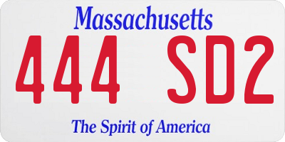 MA license plate 444SD2