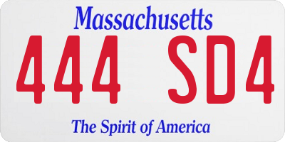 MA license plate 444SD4