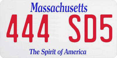 MA license plate 444SD5