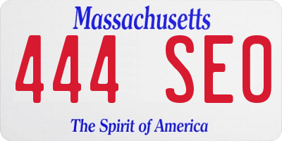MA license plate 444SE0