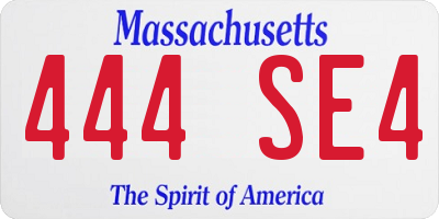 MA license plate 444SE4